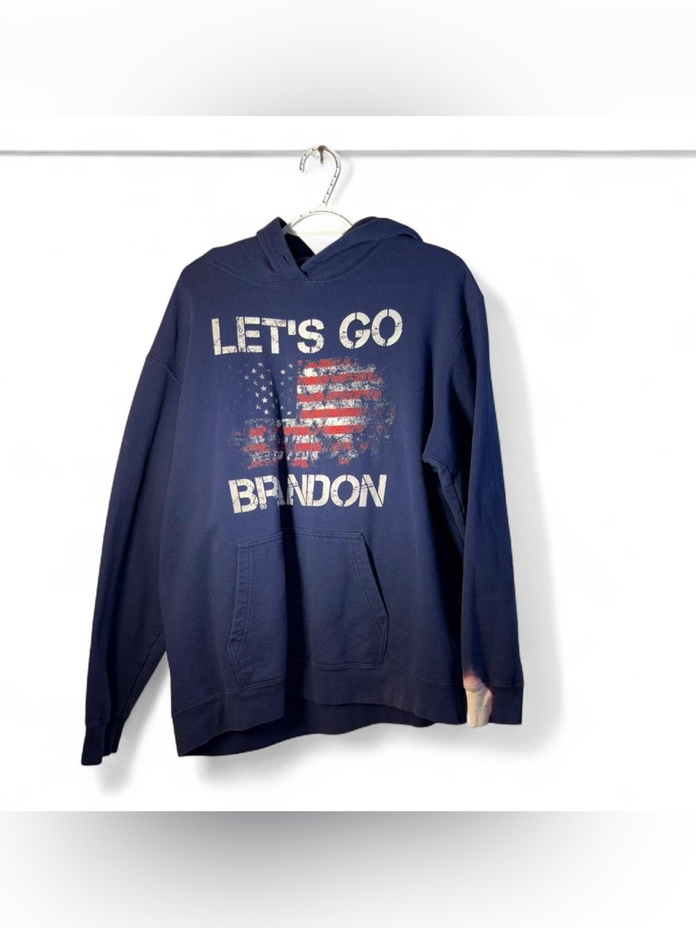 Navy "Let's Go Brandon" Hoodie with Flag Graphic